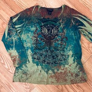 Lane Bryant Long Sleeve Top With Small Studded Eagle Graphic Size 18//20